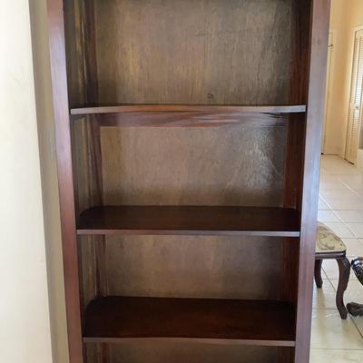 Tall 6’ Dark Brown Wooden Shelf Display