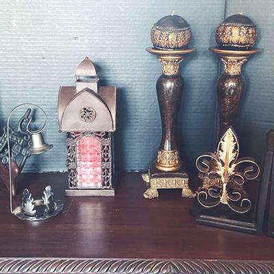 Rustic Decor - Lantern, Fuer De Lis Bookends, Candle Holders and More...