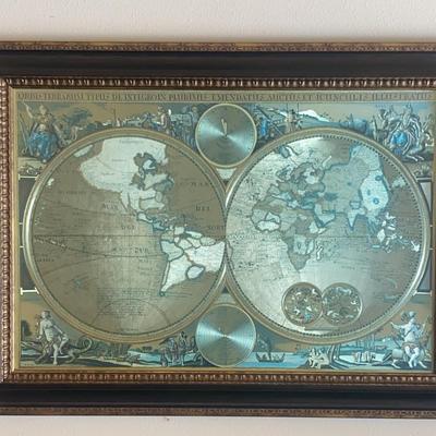Gorgeous Double Hemisphere Orbis Terrarum Foil Globe Map Framed Art