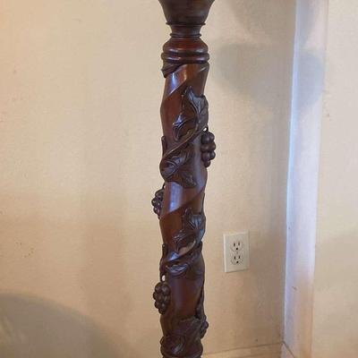 Mahogany Plant Stand And Vintage Haeger Planter