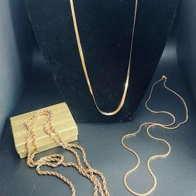 925 Gold Herringbone Chain, Thai Bhat And Gold Rope Chain