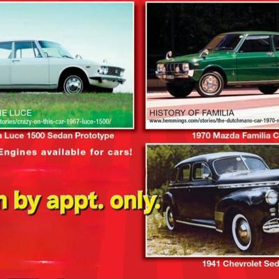 Final classic car flyer may 2025 shown by appointment only. 