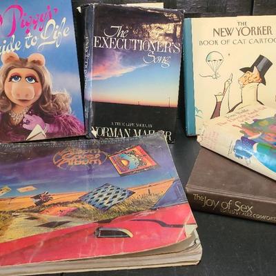 NYorker Cats, Norman Mailer 1st Ed, Electric KoolAid Acid Test, Miss Piggy, Joy Of Sex, Album Covers