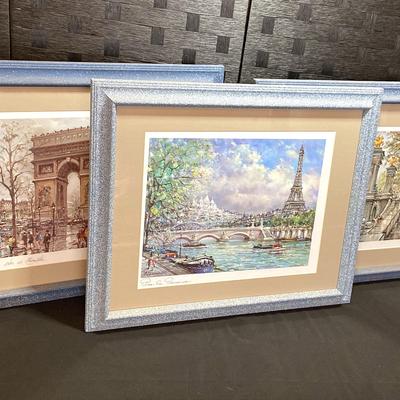 Framed Paris Prints - Arc De Triomphe, Paris Rue Panoramique, Pont Alexandre lll Et Tour Eiffel 