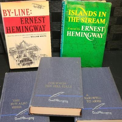 Vintage Ernest Hemingway Hardback Novels And A Book Of Articles