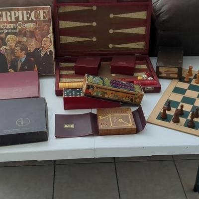 Masterpiece, Scrabble (2), Backgammon, Magna Dominoes, Masterpiece Art, Pocket Baseball, Chess Set 
