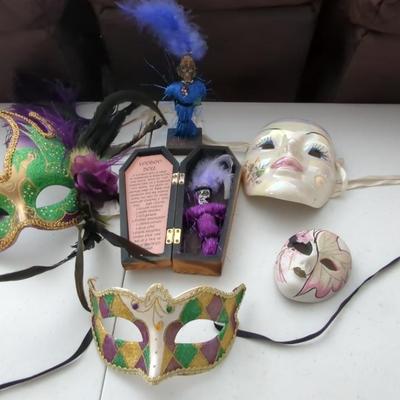 Mardi Gras and Cermaic Masks, New Orleans Voodoo Dolls