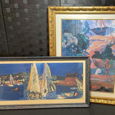 2 Expressionist Prints - One Vintage Raoul Dufy Seascape, and the other a Gauguin with peacocks