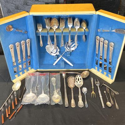 Variety of Sterling, Plated & Stainless Flatware in Rogers Bros Silver Box - see all photos