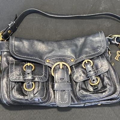 Black Leather Coach Bag W/ Purse Charms 