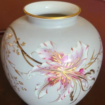 Signed Rosenthal Bavarian Selb Hand-painted, Gilded Porcelain Vase
