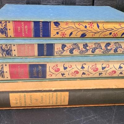 Heritage Press Cased Vintage Books: American Poets Wadsworth, Whittier, Longfellow, Emerson