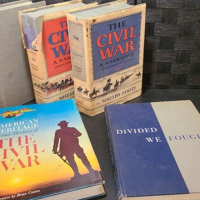 Shelby Foote's "The Civil War: A Narrative" 1958, 3 Volumes, + 2 More Civil War Books