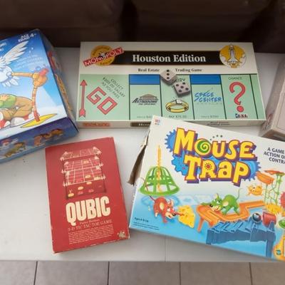 Chicken Limbo, Mouse Trap, Monopoly Houston Edition, Trivial Pursuit, Qubic  