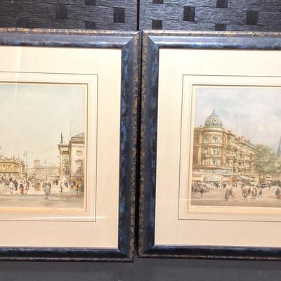 2 Vintage Wolfgang Tritt (at least one appears to be Hand -Tinted?) Berlin Street Scenes (27”x22”)