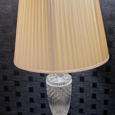 32” Tall Hollow Patterned Glass Lamp W/ Gold Toned Base 