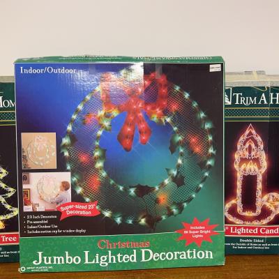 Set Of Vintage Holiday Lighted Decorations 