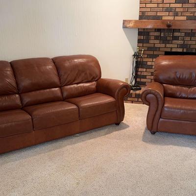 Fabulous Leather Couch And Chair-Almost New