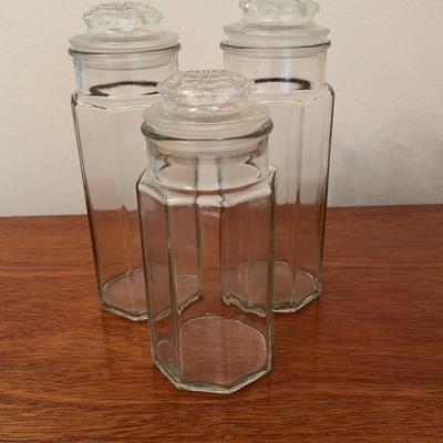 Set Of (3) Anchor Hocking Glass Jars 