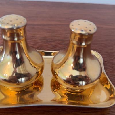 Vintage Gold Metal Bavarian Salt & Pepper Shaker