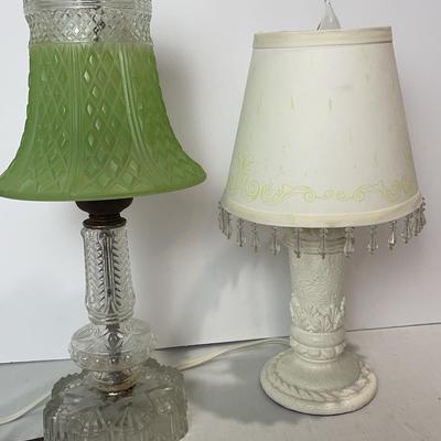 Vintage Ornate Green And white Bedside Lamp 