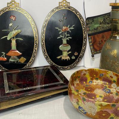 Vintage Japanese Photo Album With Japanese Gold Foil Bowl 