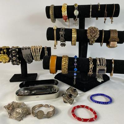 Bracelets Galore Including Heidi Daus and Harley Davidson watch in case