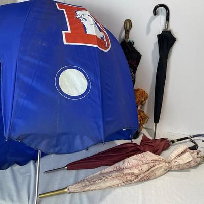 Vintage Umbrellas Including Denver Broncos Helmet Umbrella!