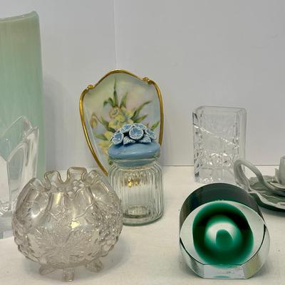 Murano Like Art Glass Items & Floral Vases 