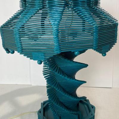 Vintage Teal Popsicle Stick Lamp