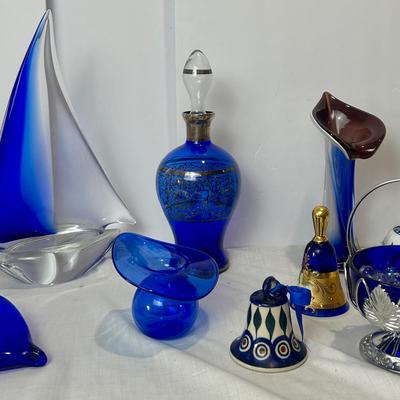 Cobalt Blue Art Glass & Porcelain Collection