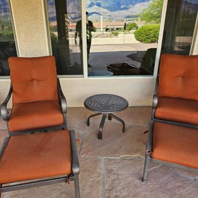 Excellent Set Of Swivel heavy Duty Patio Chairs With Ottoman & Side Table