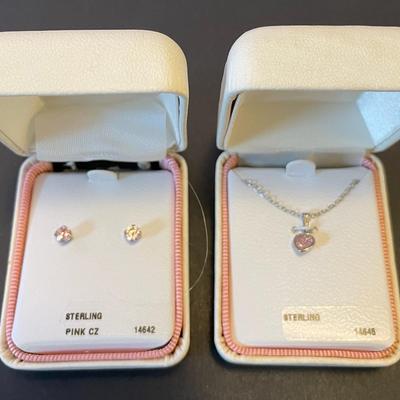Elegant Baby Pink Earrings And Necklace