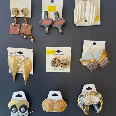 9 Pairs Of Costume Earrings Pierced