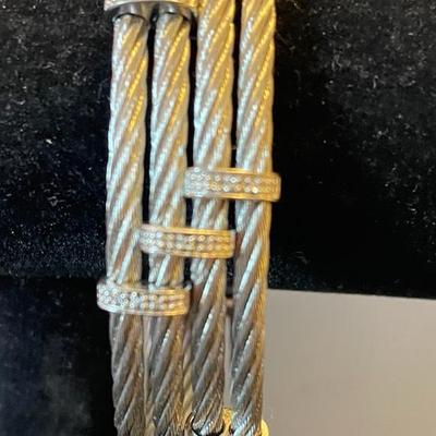 Steel Bracelet With Diamond Chips