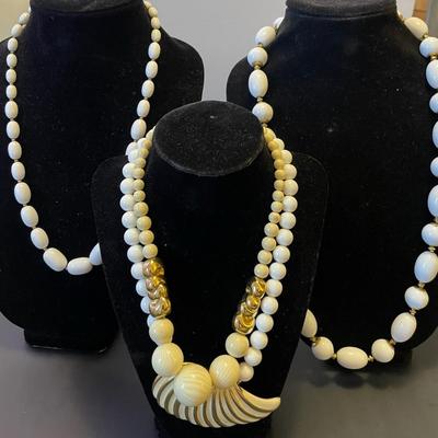 4 Costume Jewelry Necklaces With Plastic Beads
