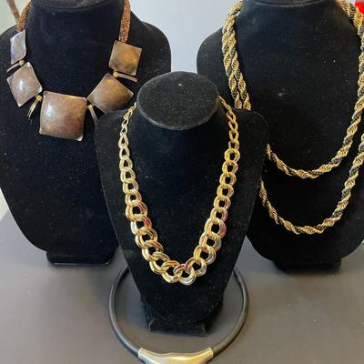 3 Metallic Necklaces 