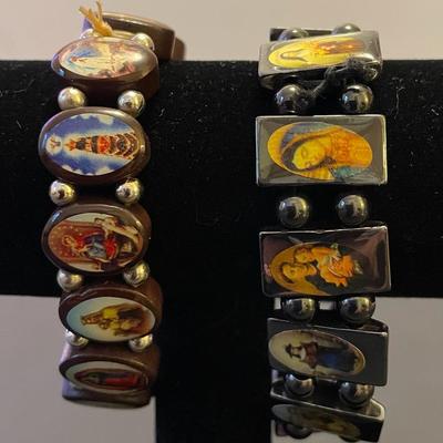 2 Catholic Icon Bracelets Reversible 