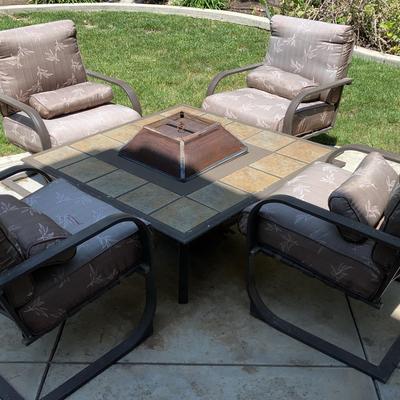 Patio Fire Pit Table With 4 Chairs