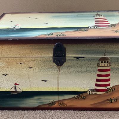 Decorative Wooden Trunk - Down by the Seaside