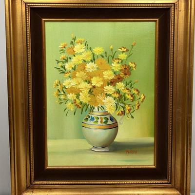 Floral Canvas Painting - Signed W. HEPA