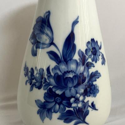 Royal Dux Blue Floral Vase With Gold Trim