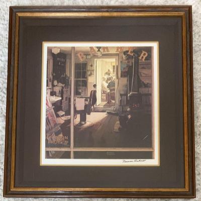 Norman Rockwell, “Shuffleton’s Barber Shop” Museum Piece, Hand Signed / COA
