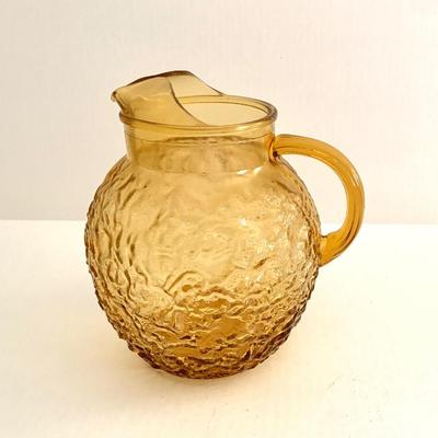 1960’s Anchor Hocking amber Lido Milano crinkle ball pitcher