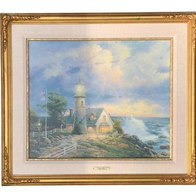 Thomas Kinkade “ A Light In The Storm”, Studio Proof 29/95, 20x24” Limited Edition Lithograph on canvas. Framed by  Thomas Kinkade...