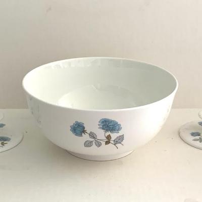Wedgwood “Ice Rose” bowl and candlesticks