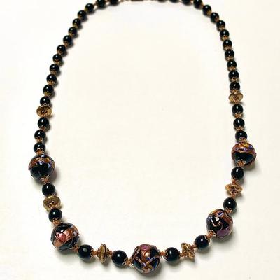 Vtg. Murano Wedding Cake glass beaded necklace