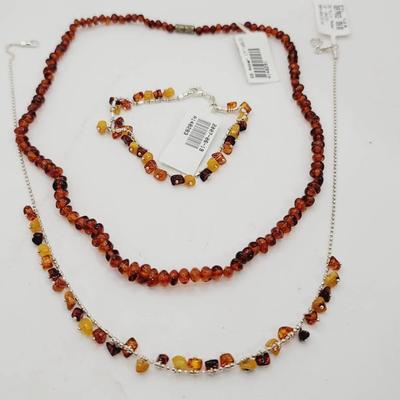 Amber Sterling Nwt Jewelry 2 Necklace 1 Bracelet