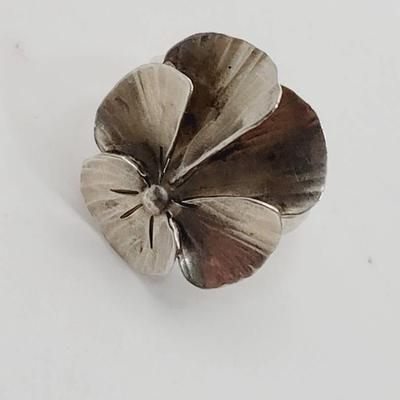 Sterling Pansy Violet Adjustable Ring Silver 925