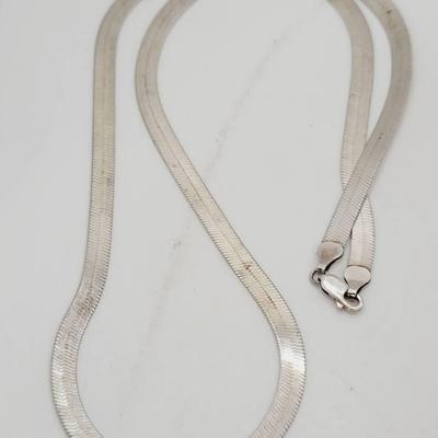 Sterling Flat Herringbone Necklace 925